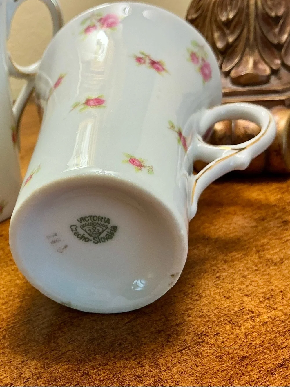 Antique Victoria Porcelain Coffee Set-Coffee Pot/lid and 4 Coffee